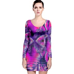 Rose Crystal Palace, Abstract Love Dream  Long Sleeve Velvet Bodycon Dress by DianeClancy