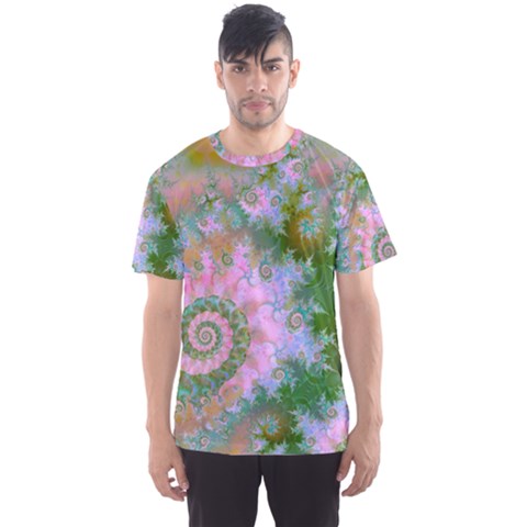 Rose Forest Green, Abstract Swirl Dance Men s Sport Mesh Tee by DianeClancy