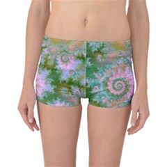 Rose Forest Green, Abstract Swirl Dance Boyleg Bikini Bottoms by DianeClancy