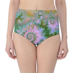 Rose Forest Green, Abstract Swirl Dance High-waist Bikini Bottoms by DianeClancy