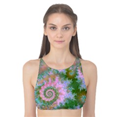 Rose Forest Green, Abstract Swirl Dance Tank Bikini Top by DianeClancy