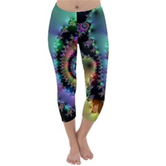 Satin Rainbow, Spiral Curves Through The Cosmos Capri Winter Leggings  by DianeClancy