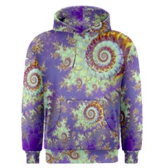 Sea Shell Spiral, Abstract Violet Cyan Stars Men s Pullover Hoodie by DianeClancy