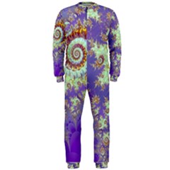 Sea Shell Spiral, Abstract Violet Cyan Stars Onepiece Jumpsuit (men)  by DianeClancy