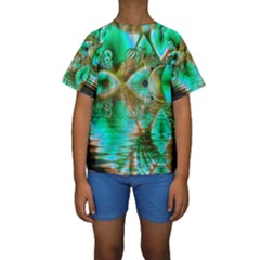 Spring Leaves, Abstract Crystal Flower Garden Kid s Short Sleeve Swimwear by DianeClancy