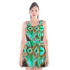 Spring Leaves, Abstract Crystal Flower Garden Scoop Neck Skater Dress by DianeClancy