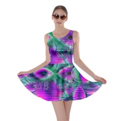  Teal Violet Crystal Palace, Abstract Cosmic Heart Skater Dress by DianeClancy