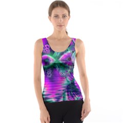  Teal Violet Crystal Palace, Abstract Cosmic Heart Tank Top by DianeClancy