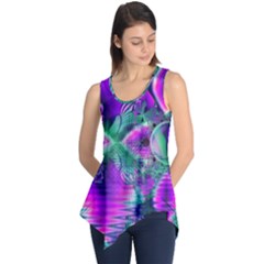  Teal Violet Crystal Palace, Abstract Cosmic Heart Sleeveless Tunic by DianeClancy