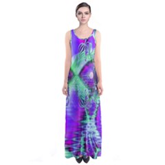 Violet Peacock Feathers, Abstract Crystal Mint Green Full Print Maxi Dress by DianeClancy