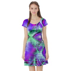 Violet Peacock Feathers, Abstract Crystal Mint Green Short Sleeve Skater Dress by DianeClancy