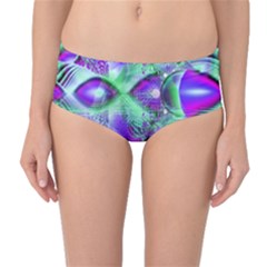 Violet Peacock Feathers, Abstract Crystal Mint Green Mid-waist Bikini Bottoms by DianeClancy