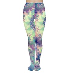 Violet Teal Sea Shells, Abstract Underwater Forest (purple Sea Horse, Abstract Ocean Waves  Women s Tights by DianeClancy