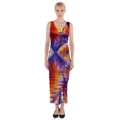 Winter Crystal Palace, Abstract Cosmic Dream (lake 12 15 13) 9900x7400 Smaller Fitted Maxi Dress by DianeClancy