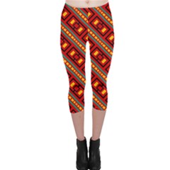 Distorted Stripes And Rectangles Pattern      Capri Leggings by LalyLauraFLM