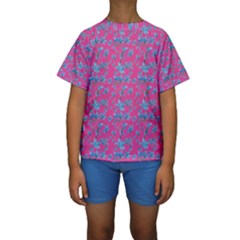 Floral Collage Revival Print Kid s Short Sleeve Swimwear by dflcprintsclothing