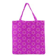 Pink Snowflakes Spinning In Winter Grocery Tote Bag by DianeClancy