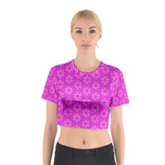 Pink Snowflakes Spinning In Winter Cotton Crop Top by DianeClancy