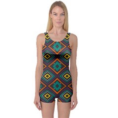 Rhombus Pattern          Women s Boyleg One Piece Swimsuit by LalyLauraFLM