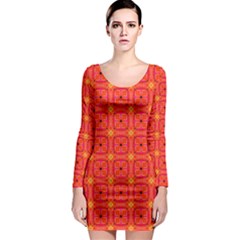 Peach Apricot Cinnamon Nutmeg Kitchen Modern Abstract Long Sleeve Bodycon Dress by DianeClancy