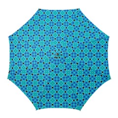 Vibrant Modern Abstract Lattice Aqua Blue Quilt Golf Umbrellas by DianeClancy