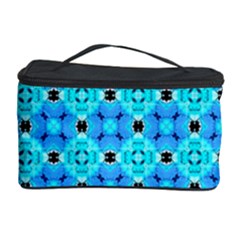 Vibrant Modern Abstract Lattice Aqua Blue Quilt Cosmetic Storage Cases by DianeClancy