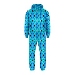 Vibrant Modern Abstract Lattice Aqua Blue Quilt Hooded Jumpsuit (kids) by DianeClancy