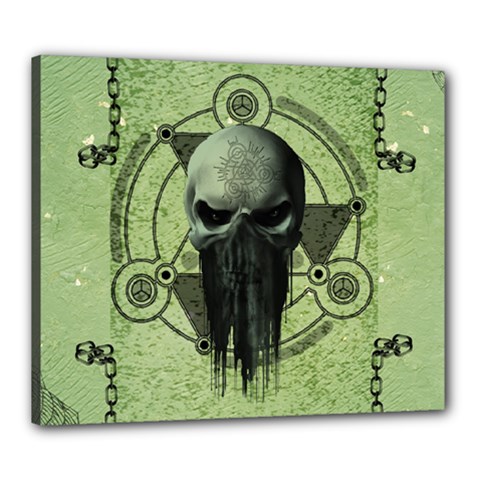 Awesome Green Skull Canvas 24  X 20  by FantasyWorld7