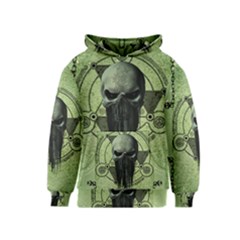 Awesome Green Skull Kids  Pullover Hoodie by FantasyWorld7
