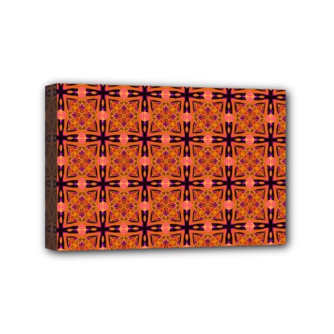 Peach Purple Abstract Moroccan Lattice Quilt Mini Canvas 6  X 4  by DianeClancy