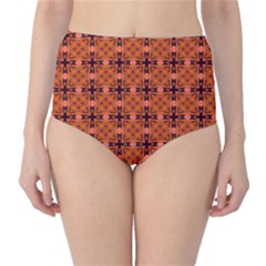 Peach Purple Abstract Moroccan Lattice Quilt High-waist Bikini Bottoms by DianeClancy