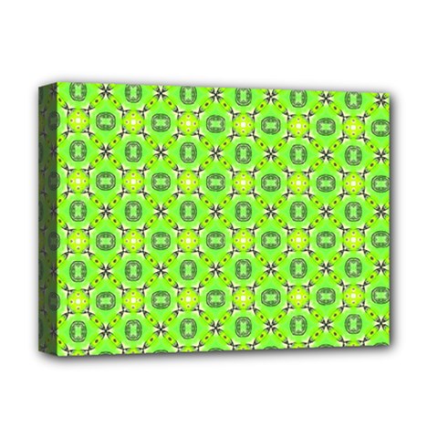 Vibrant Abstract Tropical Lime Foliage Lattice Deluxe Canvas 16  X 12   by DianeClancy