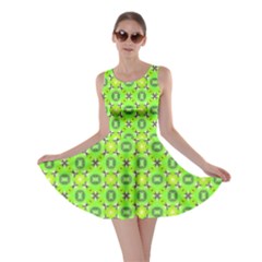 Vibrant Abstract Tropical Lime Foliage Lattice Skater Dress by DianeClancy