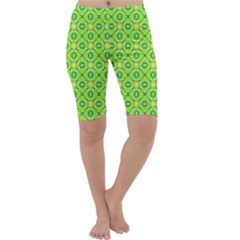 Vibrant Abstract Tropical Lime Foliage Lattice Cropped Leggings by DianeClancy