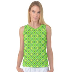 Vibrant Abstract Tropical Lime Foliage Lattice Women s Basketball Tank Top by DianeClancy