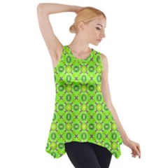 Vibrant Abstract Tropical Lime Foliage Lattice Side Drop Tank Tunic by DianeClancy