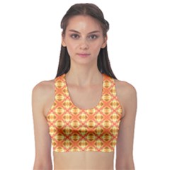 Peach Pineapple Abstract Circles Arches Sports Bra by DianeClancy