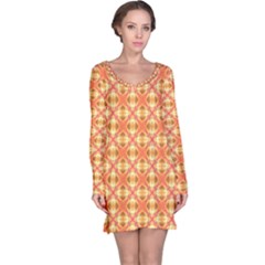 Peach Pineapple Abstract Circles Arches Long Sleeve Nightdress by DianeClancy