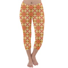 Peach Pineapple Abstract Circles Arches Capri Winter Leggings  by DianeClancy