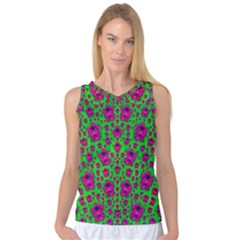 Fantasy Valentine In Floral Love And Peace Time Women s Basketball Tank Top by pepitasart