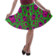 Fantasy Valentine In Floral Love And Peace Time A-line Skater Skirt by pepitasart