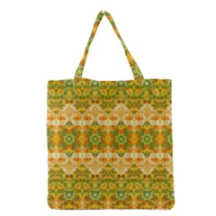 Boho Stylized Floral Stripes Grocery Tote Bag by dflcprints
