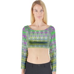 Colorful Zigzag Pattern Long Sleeve Crop Top by BrightVibesDesign