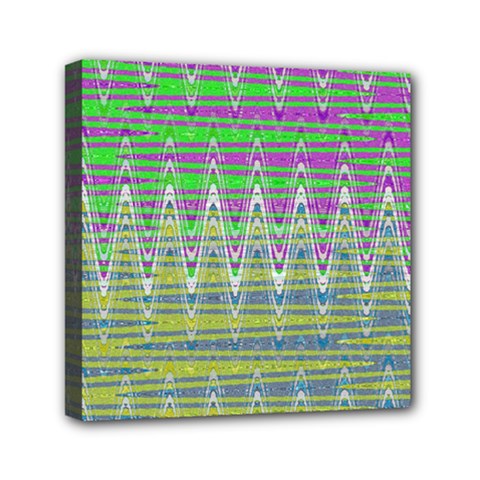 Colorful Zigzag Pattern Mini Canvas 6  X 6  by BrightVibesDesign