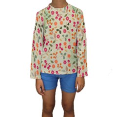 Elegant Floral Seamless Pattern Kid s Long Sleeve Swimwear