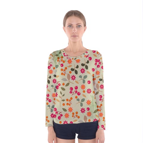 Elegant Floral Seamless Pattern Women s Long Sleeve Tee by TastefulDesigns