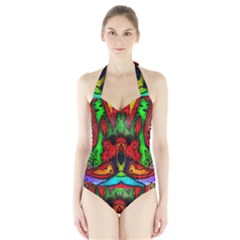 Face Two Women s Halter One Piece Swimsuit by MRTACPANS