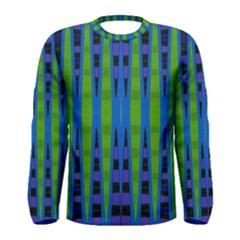 Blue Green Geometric Men s Long Sleeve Tee