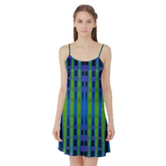 Blue Green Geometric Satin Night Slip