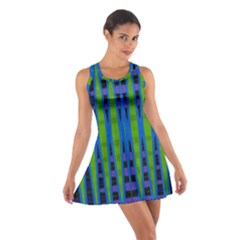 Blue Green Geometric Racerback Dresses